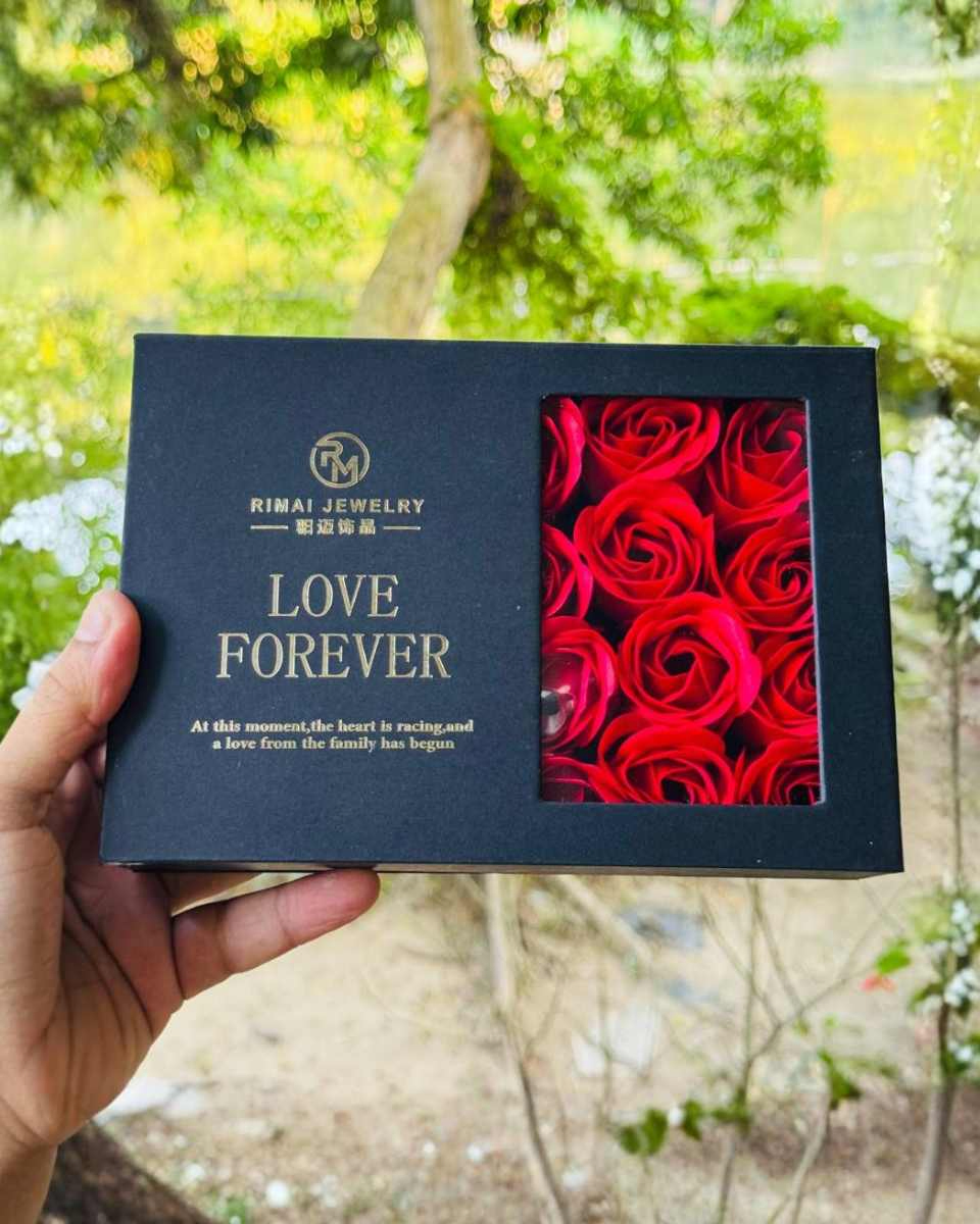  Love Forever Red Rose Pearl Set With Bag - Love Pearl Jewelry